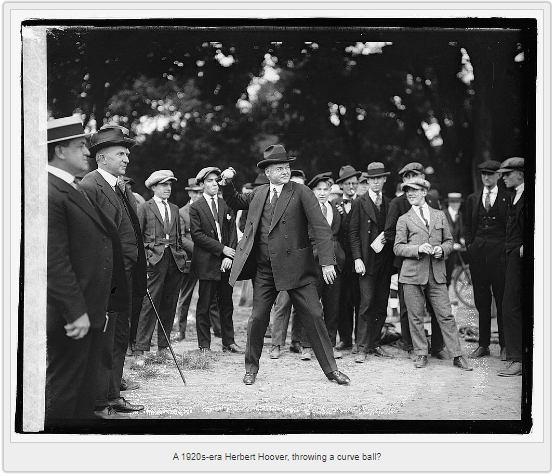 herbert hoover throwing a baseball
