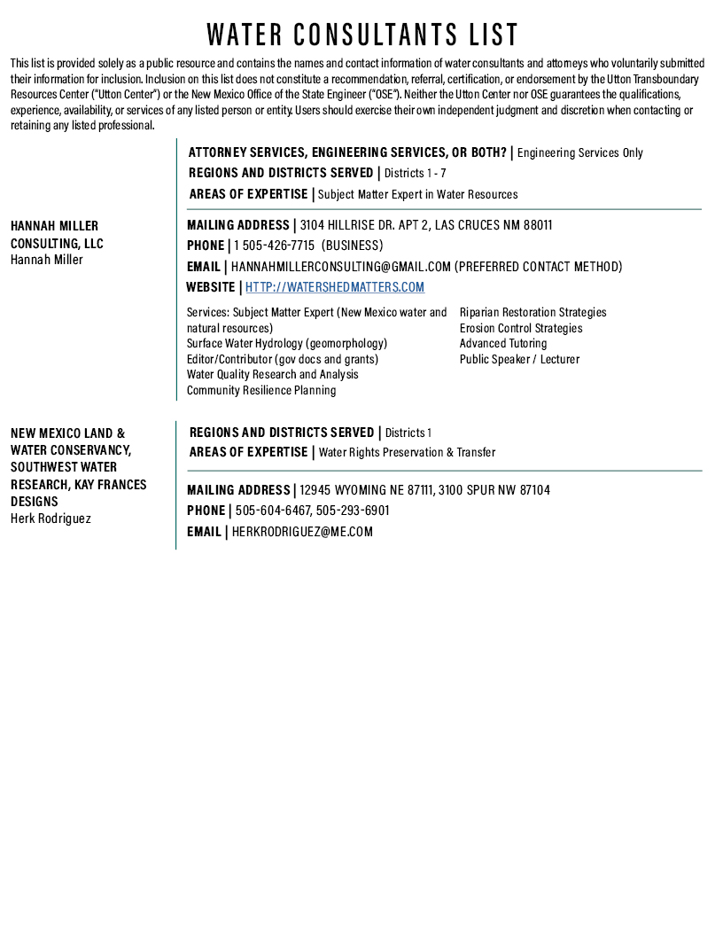 Image of the water consultants list